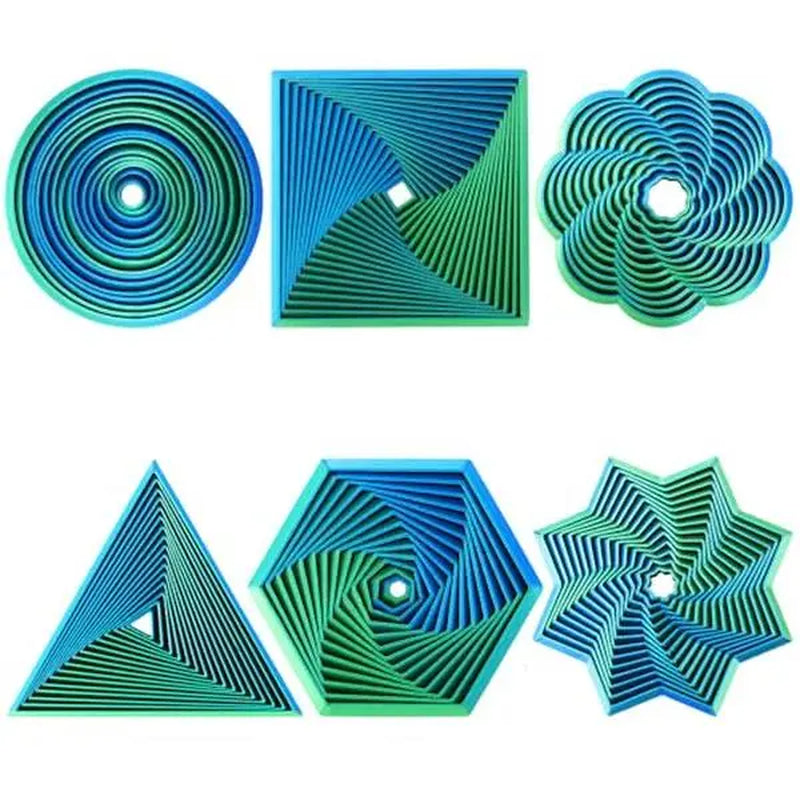 6 Pcs Colorful Geometric Vortex 3D Printed Fidgets Colorful Whirling Spiral Meditation Tool Creative Stress Relief Sensory Tool for Boy Girl End of School Year Gifts for Students Summer Party Favors Birthday Gift Classroom Gifts Rewards Pinata Filler
