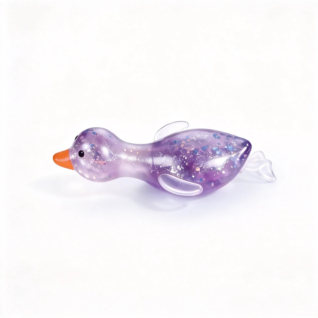 Glitter Transparent Duck Shape Squishies, Stretchy Glitter Soft Silicone Stress Relief Fidget Toy, Cute Desk Decor & Daily Decompression Gift