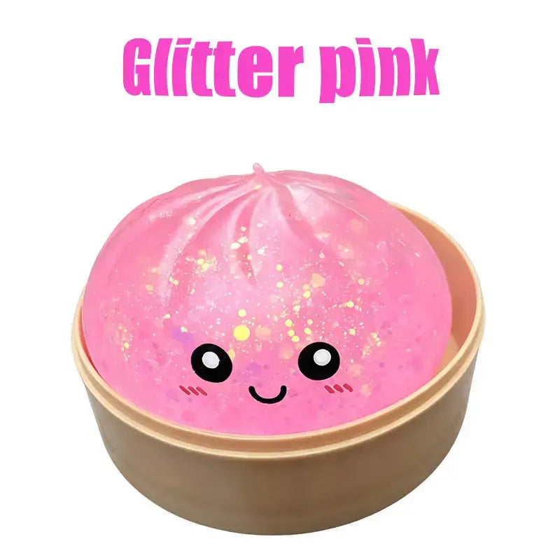 Glitter Dumpling Squishy with Box, Soft Sensory Squeeze Toy for Stress Relief, Mystery Glitter Dumplings, Decompression Dough, Not Blind Box, You Can Choose Your Favorite Color Freely