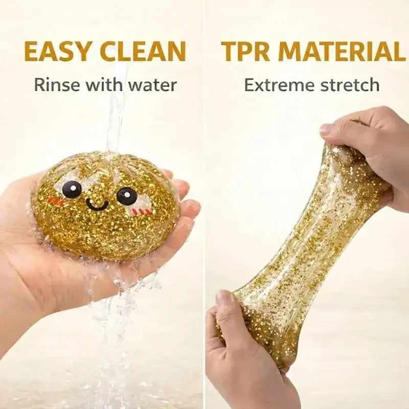 Glitter Dumpling Squishy with Box, Soft Sensory Squeeze Toy for Stress Relief, Mystery Glitter Dumplings, Decompression Dough, Not Blind Box, You Can Choose Your Favorite Color Freely