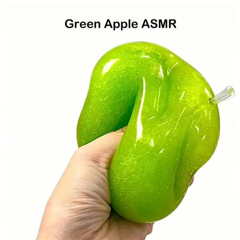 Green Apple Squishy Stress Balls Sensory Fidget Toy, Handmade Green Slushy Apple Squishy Fidget Toy Cute Novelty Stress Relief Fruit