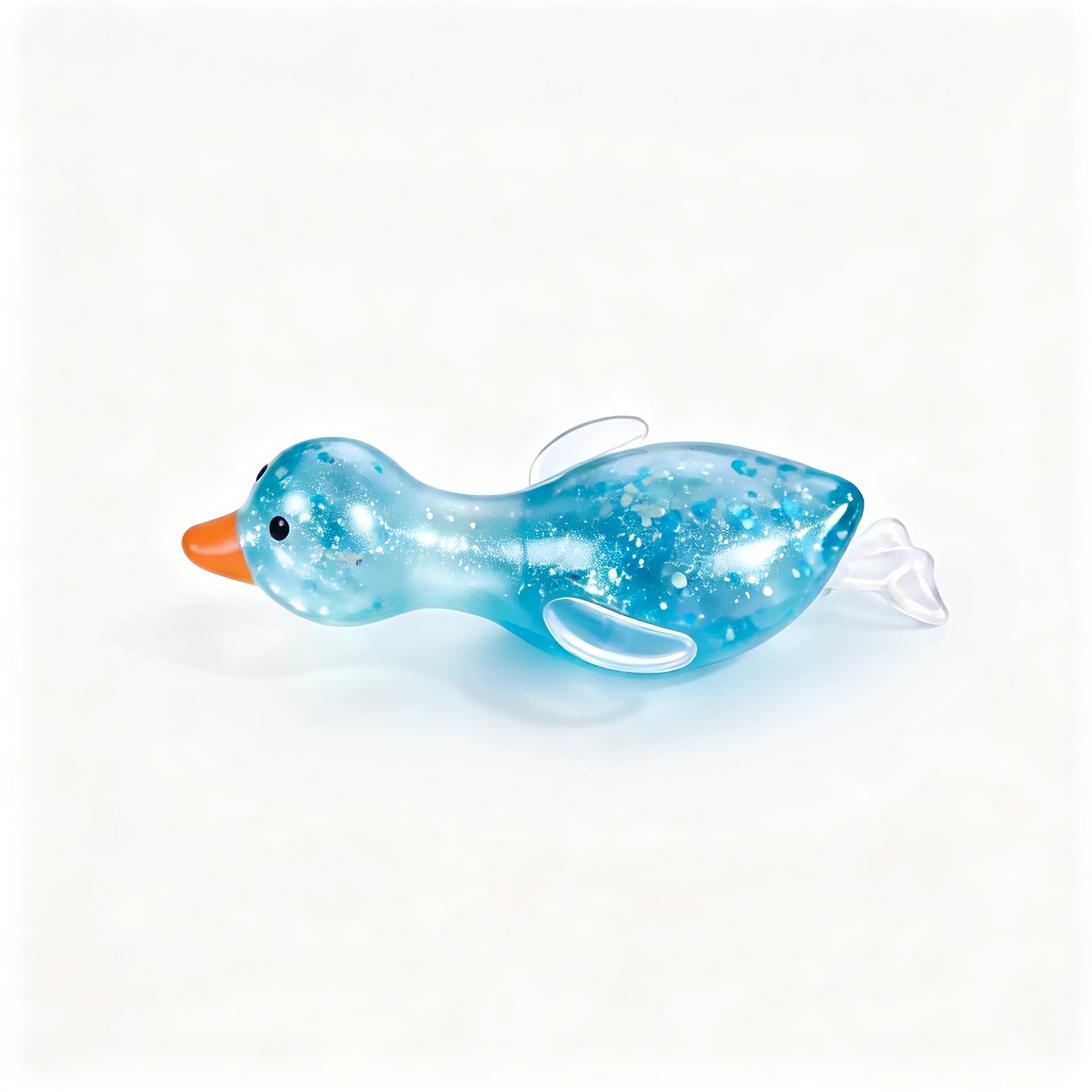 Glitter Transparent Duck Shape Squishies, Stretchy Glitter Soft Silicone Stress Relief Fidget Toy, Cute Desk Decor & Daily Decompression Gift