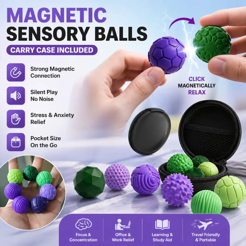 Aura Magnetic Fidget Balls - Soft Silicone Sensory Stress Relief Toy, Available in 4 or 8 Counts, Ideal for Office Use and Travel, Perfect Gift for Stress Relief