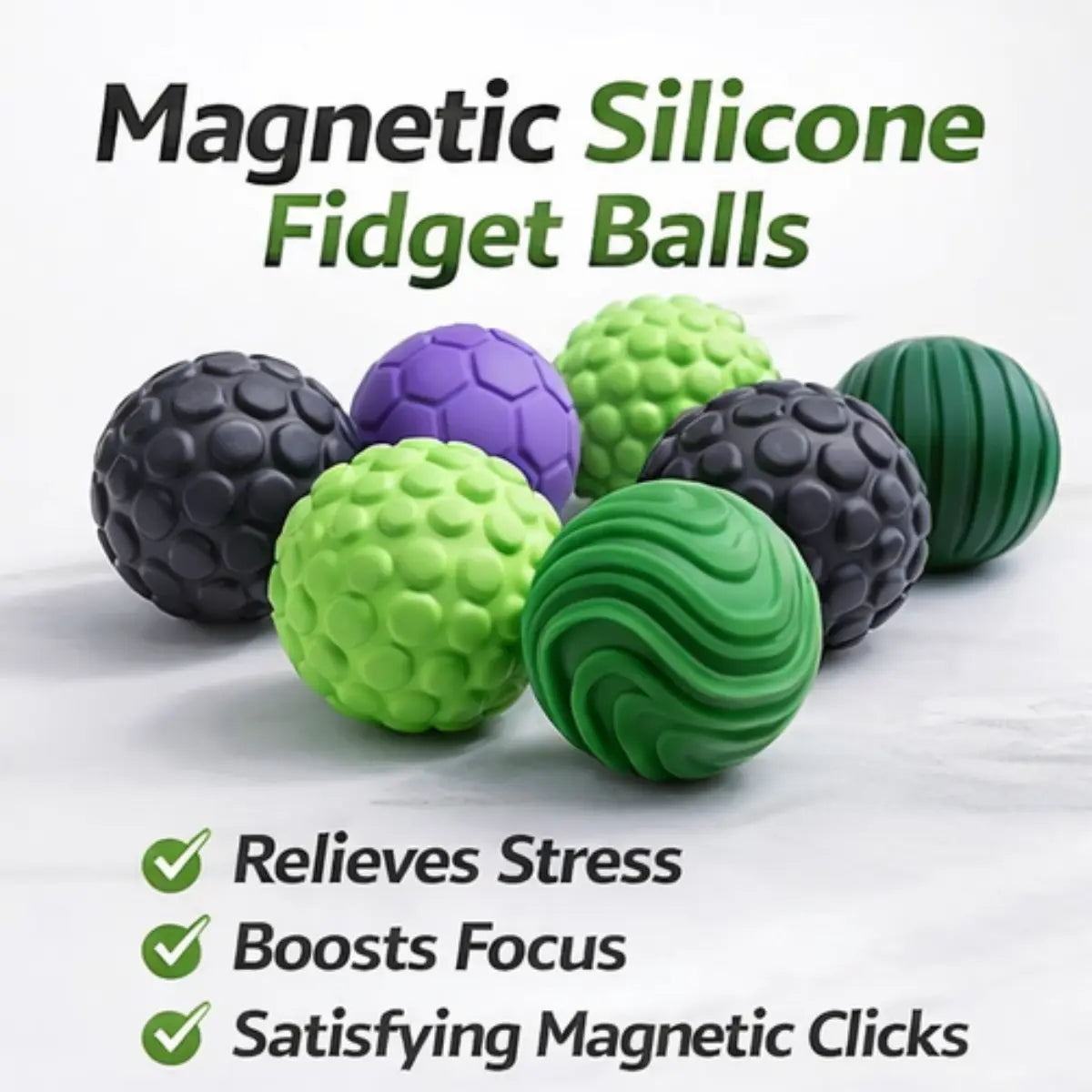 Aura Magnetic Fidget Balls - Soft Silicone Sensory Stress Relief Toy, Available in 4 or 8 Counts, Ideal for Office Use and Travel, Perfect Gift for Stress Relief