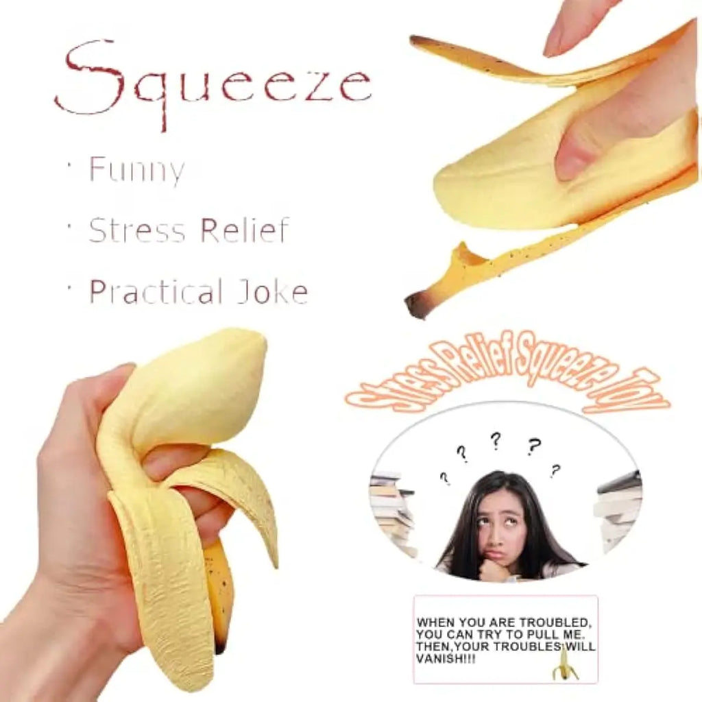 Banana Squishies Stress Relief Soft Scented Simulation Bananas Fruit Squeeze Toys Cute Birthday Gift Novelty Toy for Kids (Yellow Banana)