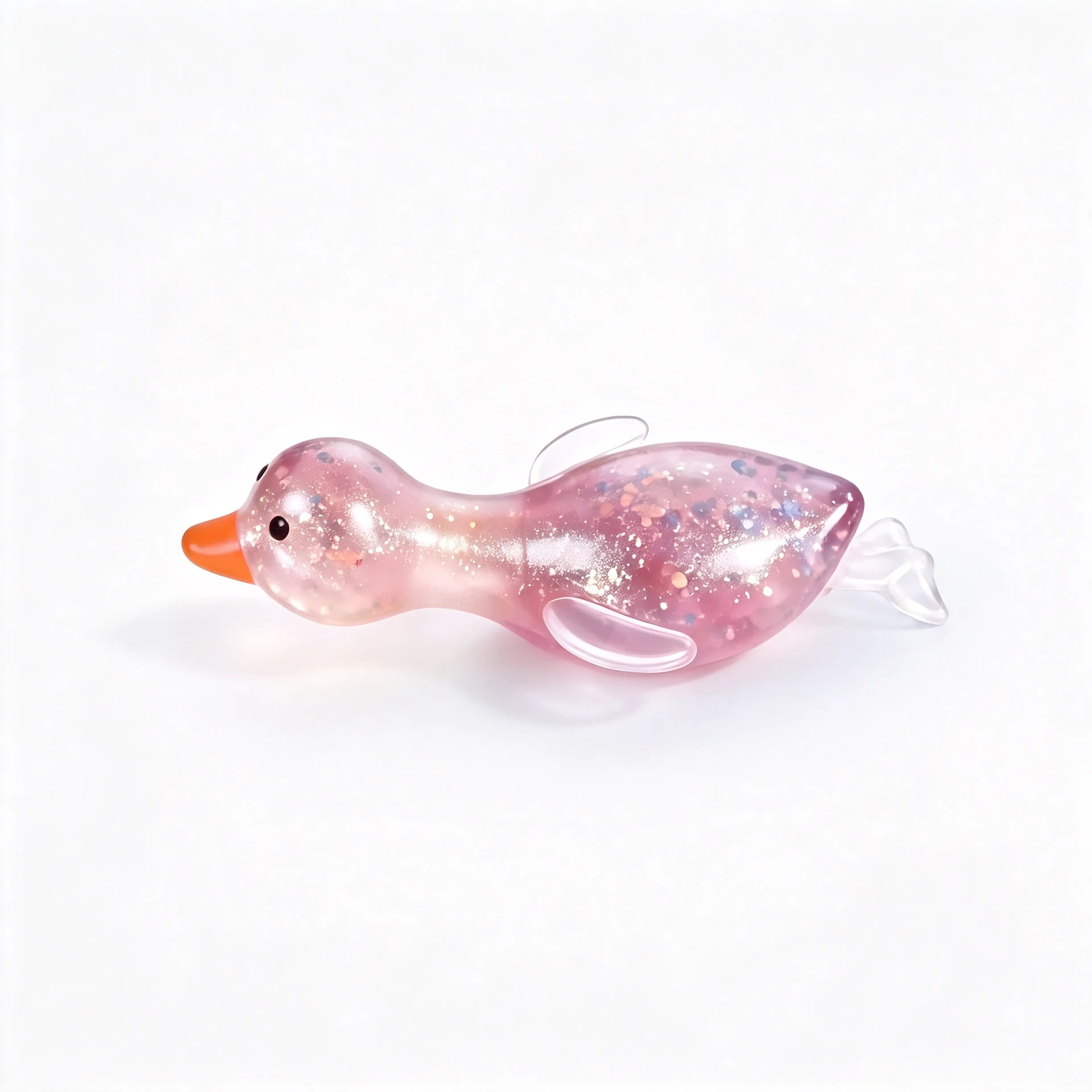 Glitter Transparent Duck Shape Squishies, Stretchy Glitter Soft Silicone Stress Relief Fidget Toy, Cute Desk Decor & Daily Decompression Gift