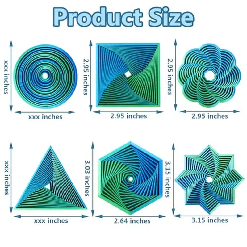 6 Pcs Colorful Geometric Vortex 3D Printed Fidgets Colorful Whirling Spiral Meditation Tool Creative Stress Relief Sensory Tool for Boy Girl End of School Year Gifts for Students Summer Party Favors Birthday Gift Classroom Gifts Rewards Pinata Filler