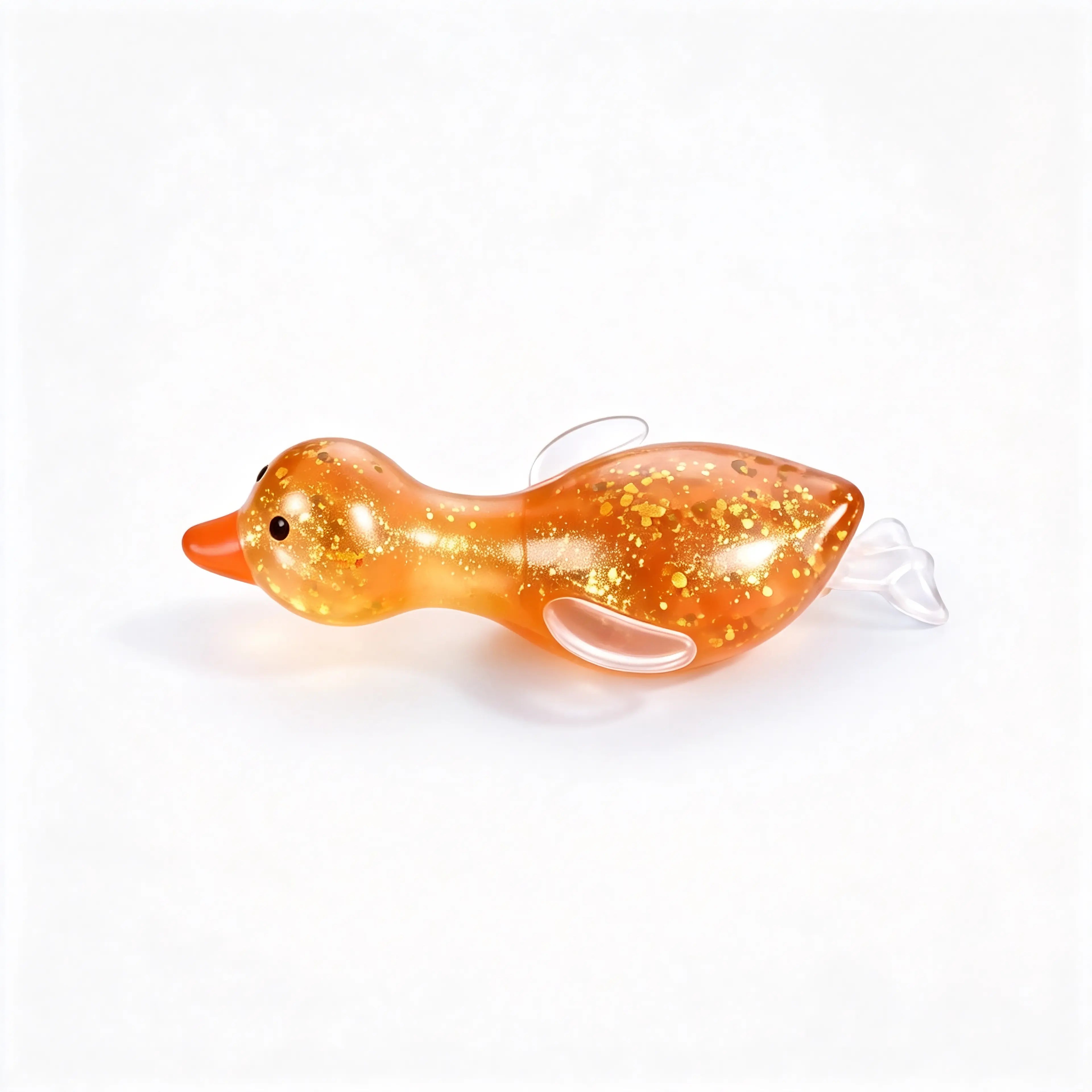 Glitter Transparent Duck Shape Squishies, Stretchy Glitter Soft Silicone Stress Relief Fidget Toy, Cute Desk Decor & Daily Decompression Gift
