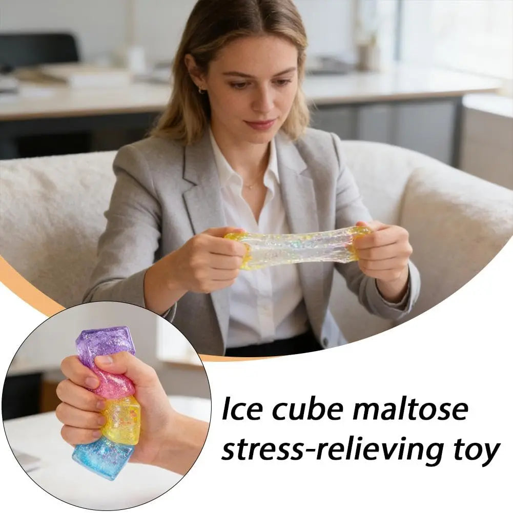 Colorful Glitter Ice Cube Sensory Fidget Toys for Stress Relief - Ideal for Adults and Kids, Perfect for Gifts, Parties, and Easter Baskets