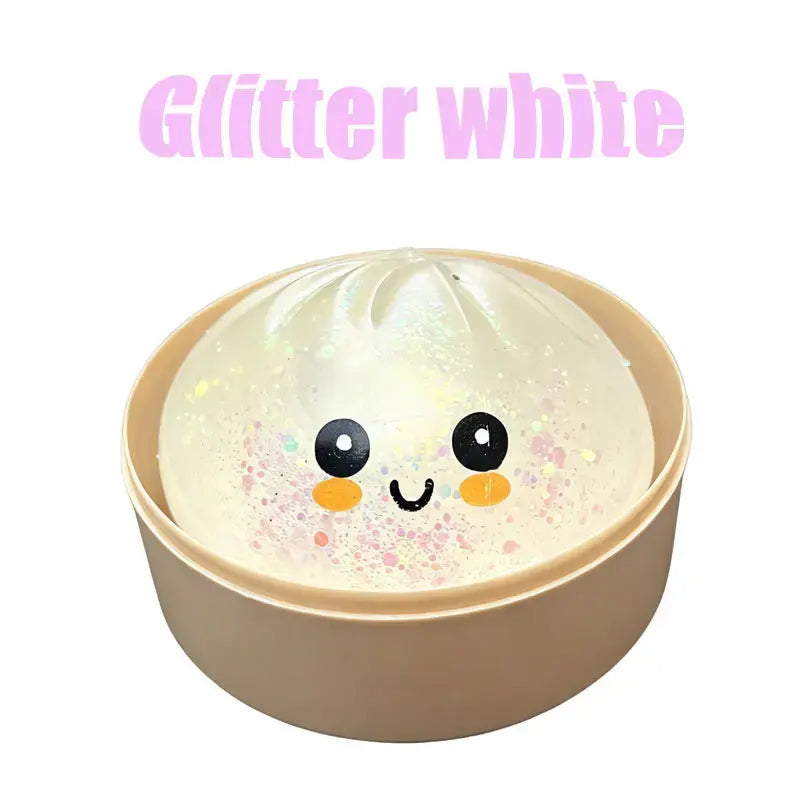 Glitter Dumpling Squishy with Box, Soft Sensory Squeeze Toy for Stress Relief, Mystery Glitter Dumplings, Decompression Dough, Not Blind Box, You Can Choose Your Favorite Color Freely