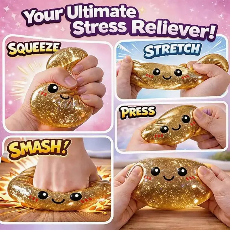 Glitter Dumpling Squishy with Box, Soft Sensory Squeeze Toy for Stress Relief, Mystery Glitter Dumplings, Decompression Dough, Not Blind Box, You Can Choose Your Favorite Color Freely