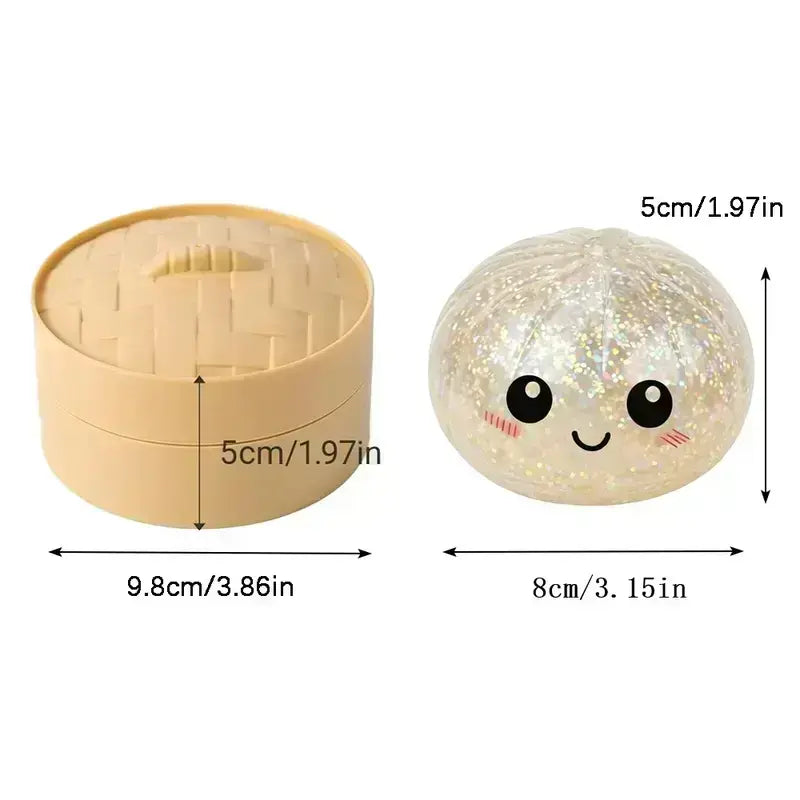 Glitter Dumpling Squishy with Box, Soft Sensory Squeeze Toy for Stress Relief, Mystery Glitter Dumplings, Decompression Dough, Not Blind Box, You Can Choose Your Favorite Color Freely