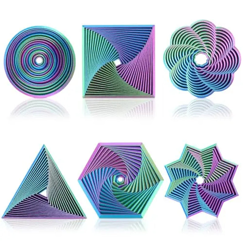 6 Pcs Colorful Geometric Vortex 3D Printed Fidgets Colorful Whirling Spiral Meditation Tool Creative Stress Relief Sensory Tool for Boy Girl End of School Year Gifts for Students Summer Party Favors Birthday Gift Classroom Gifts Rewards Pinata Filler
