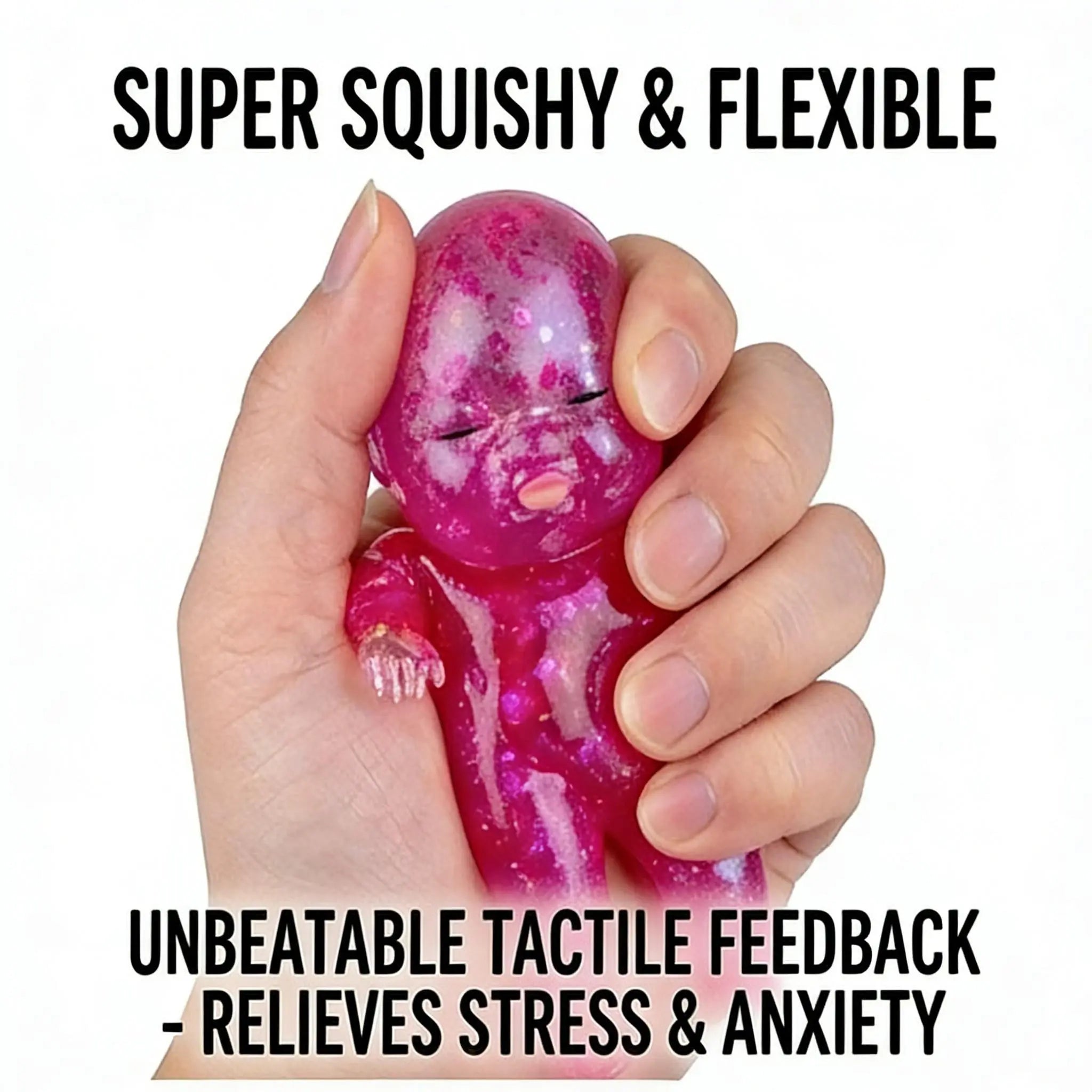 2026 New Fun Sugar Large Baby Soft Toy, Soft Squishy Silicone, Slow Rising Glitter Squeeze Toy, Stress Relief Sensory Toy, Stretchable Collectible Gift