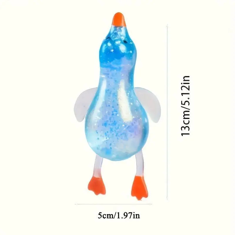 Glitter Transparent Duck Shape Squishies, Stretchy Glitter Soft Silicone Stress Relief Fidget Toy, Cute Desk Decor & Daily Decompression Gift