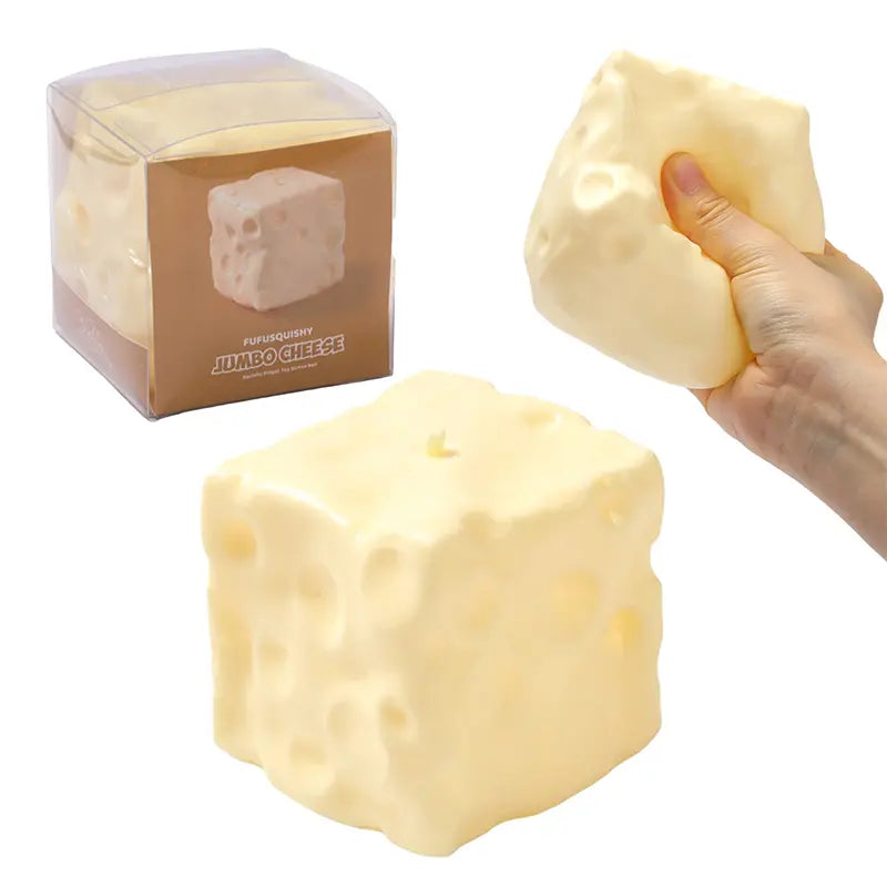 FUFUSQUISHY Yellow Cheese Stress Toy, 3 Inch Soft Non-Rebounding Squishy for Adults & Kids, Sensory Fidget Toy with Tactile Stress Relief Fun, Classroom Rewards, Birthday Gift, Gift for Girlfriend, Desk Toy