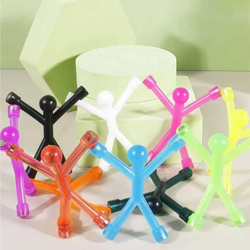 10PCS Magnetic Man Fidget Toys Set, Colorful Silicone Stress Relief People, Creative Interactive Desktop Toy, Fun Magnetic Figures for Fridge, Whiteboard & Cable Organizing, Perfect Office Giftdecor for Kids & Adults