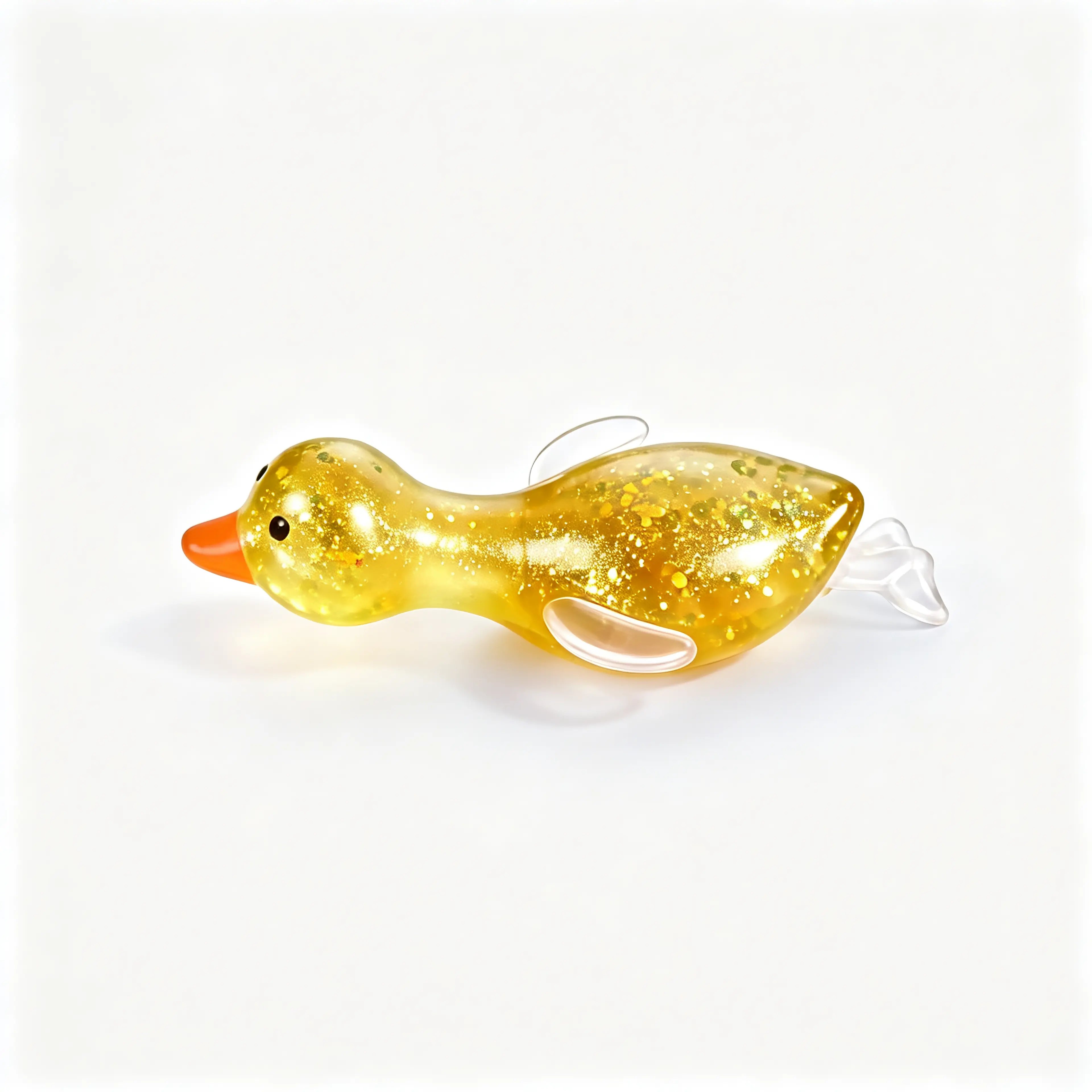 Glitter Transparent Duck Shape Squishies, Stretchy Glitter Soft Silicone Stress Relief Fidget Toy, Cute Desk Decor & Daily Decompression Gift