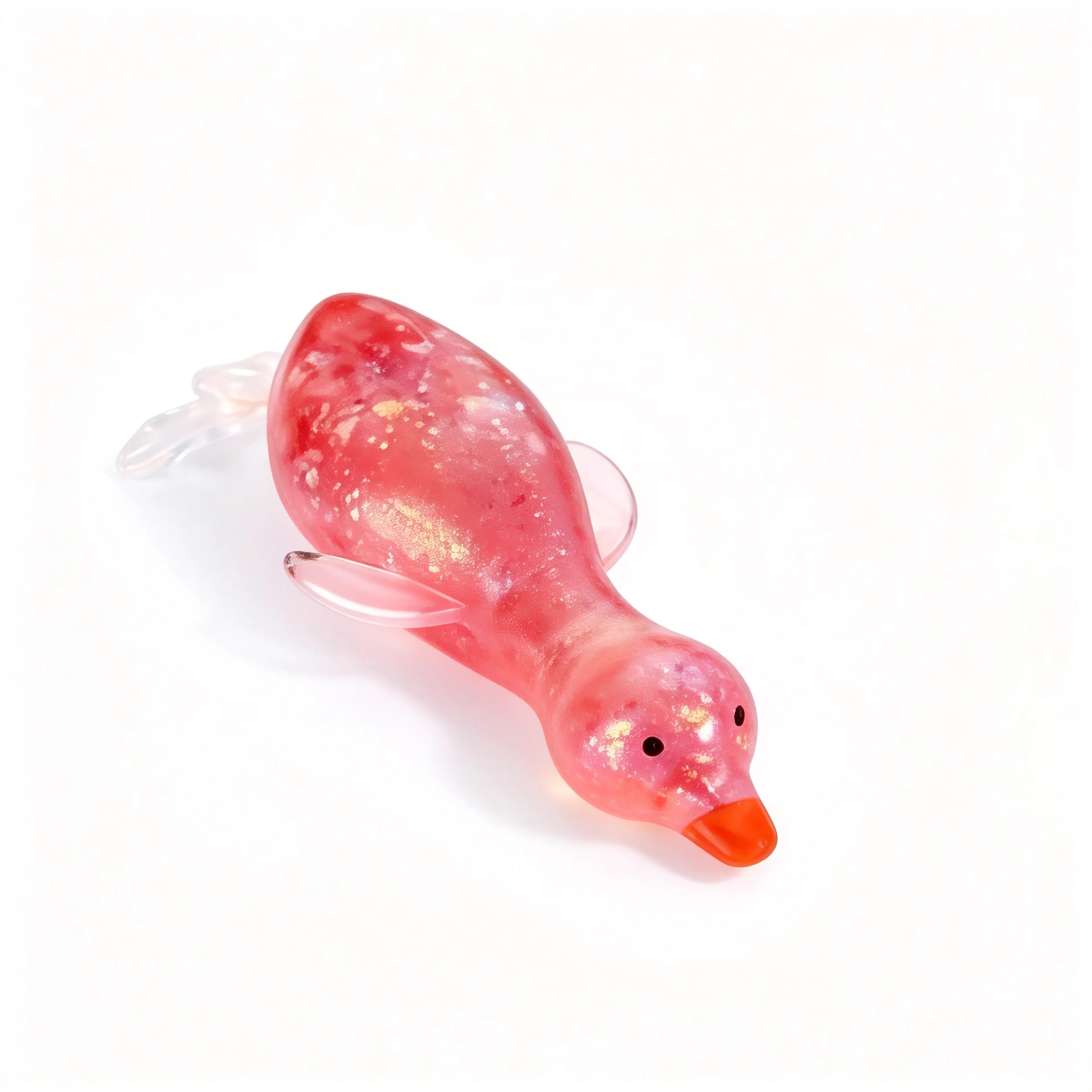 Glitter Transparent Duck Shape Squishies, Stretchy Glitter Soft Silicone Stress Relief Fidget Toy, Cute Desk Decor & Daily Decompression Gift