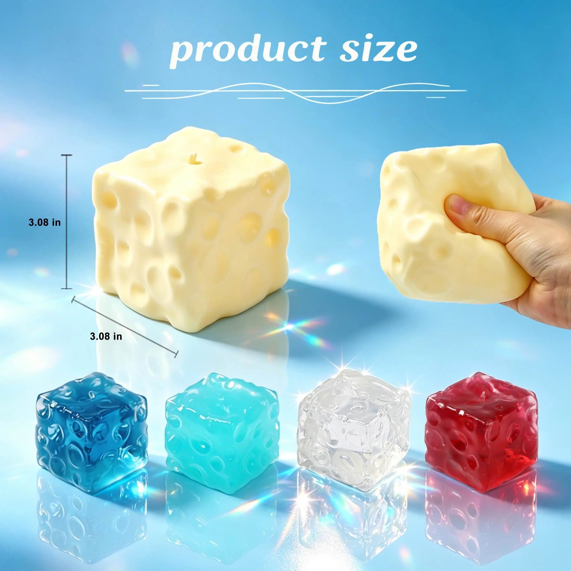FUFUSQUISHY Yellow Cheese Stress Toy, 3 Inch Soft Non-Rebounding Squishy for Adults & Kids, Sensory Fidget Toy with Tactile Stress Relief Fun, Classroom Rewards, Birthday Gift, Gift for Girlfriend, Desk Toy