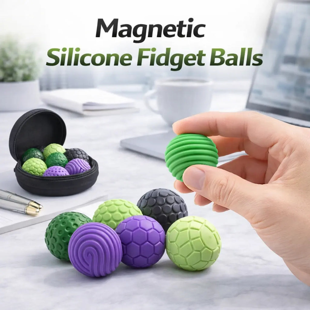 Aura Magnetic Fidget Balls - Soft Silicone Sensory Stress Relief Toy, Available in 4 or 8 Counts, Ideal for Office Use and Travel, Perfect Gift for Stress Relief