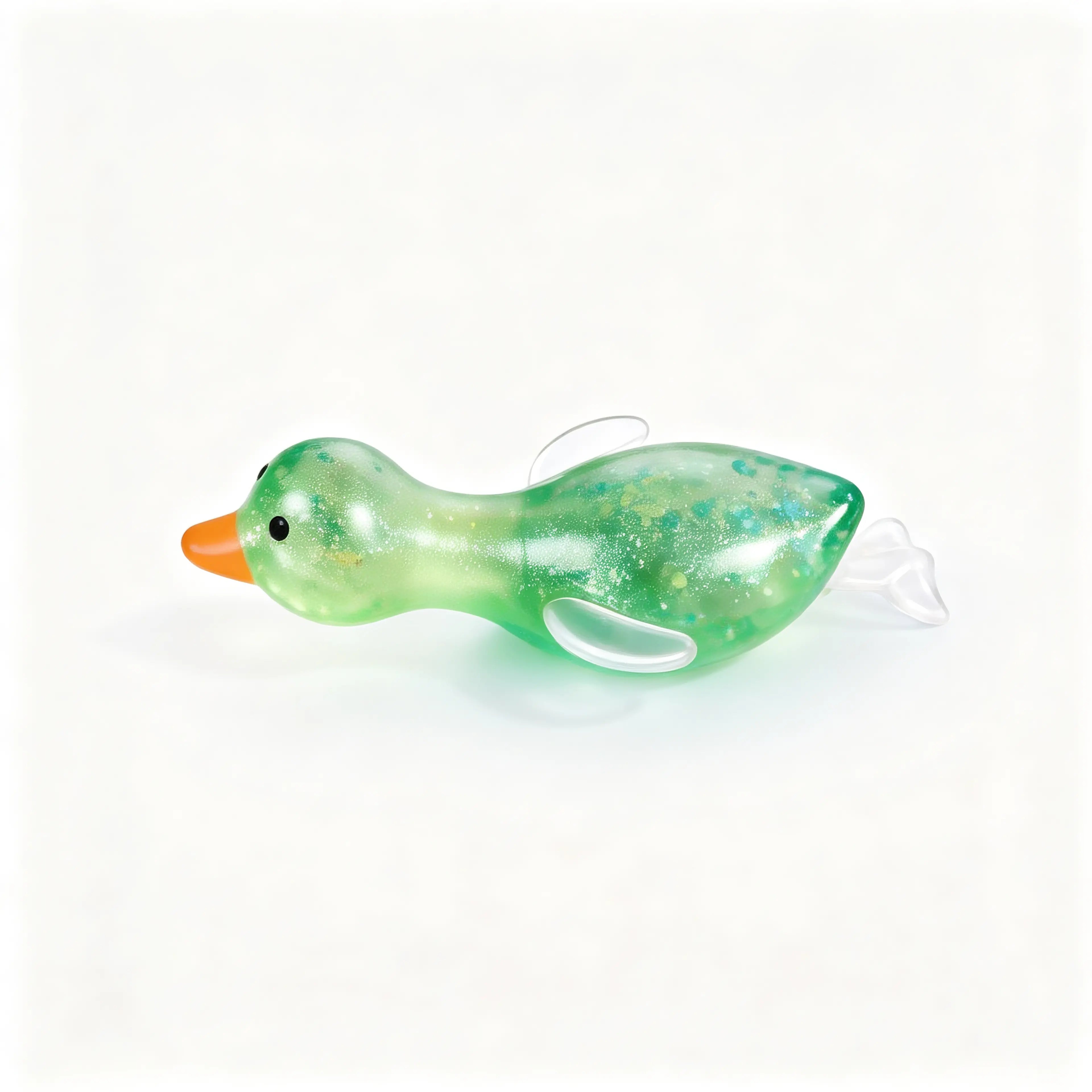 Glitter Transparent Duck Shape Squishies, Stretchy Glitter Soft Silicone Stress Relief Fidget Toy, Cute Desk Decor & Daily Decompression Gift